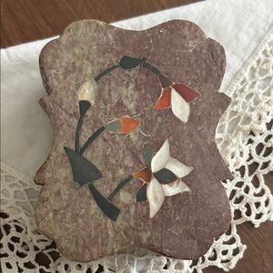 Vintage Jasper and Mother of Pearl Trinket Box